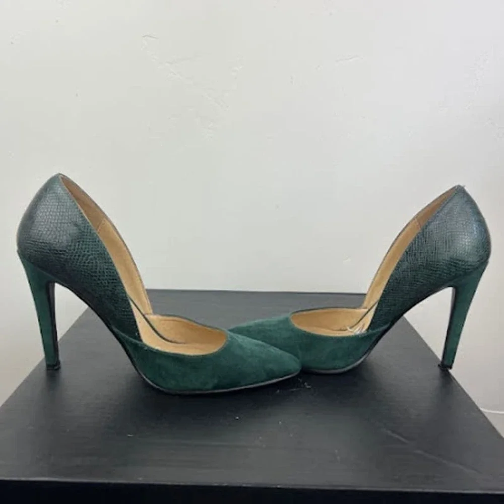 Chinese Laundry green faux leather/suede pumps womens size 7 - Picture 5 of 9